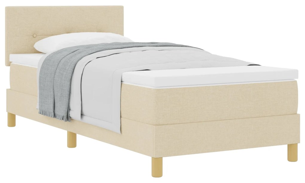 Cama Box Spring com Colchão Creme 90x190 cm Tecido