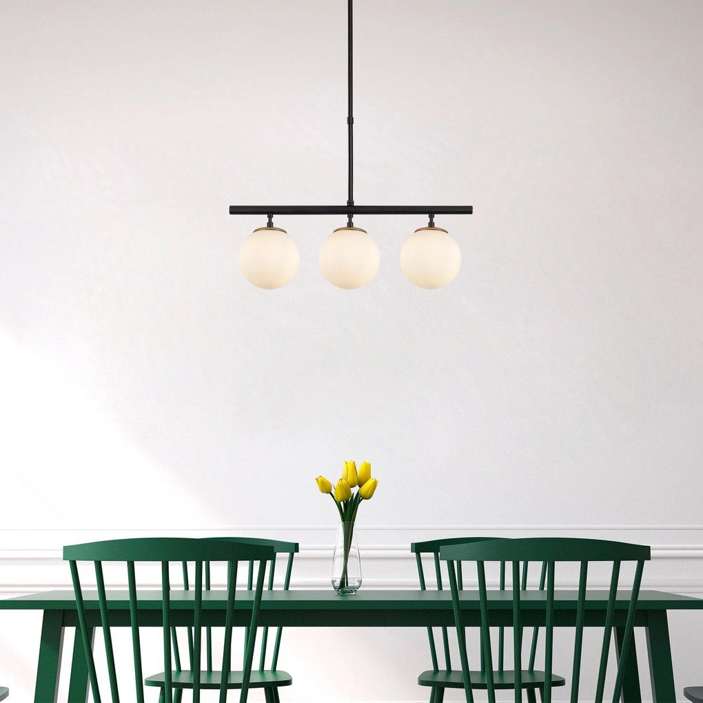 Candeeiro Suspenso Atmaca – Preto Antigo Branco – 60 x 15 cm