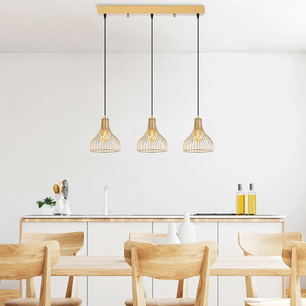 Chandelier Telyildo – Dourado Brilhante – 70 x 20 x 117 cm