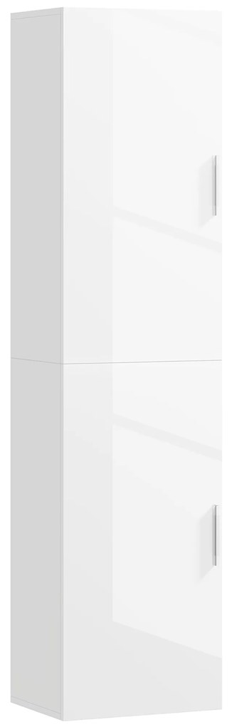 HOMCOM Coluna Casa de Banho de Parede Armário Alto Casa de Banho com Prateleiras Ajustáveis e 2 Portas  40x30x160 cm Branco