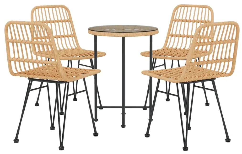 5 pcs conjunto de jantar p/ jardim vime PE