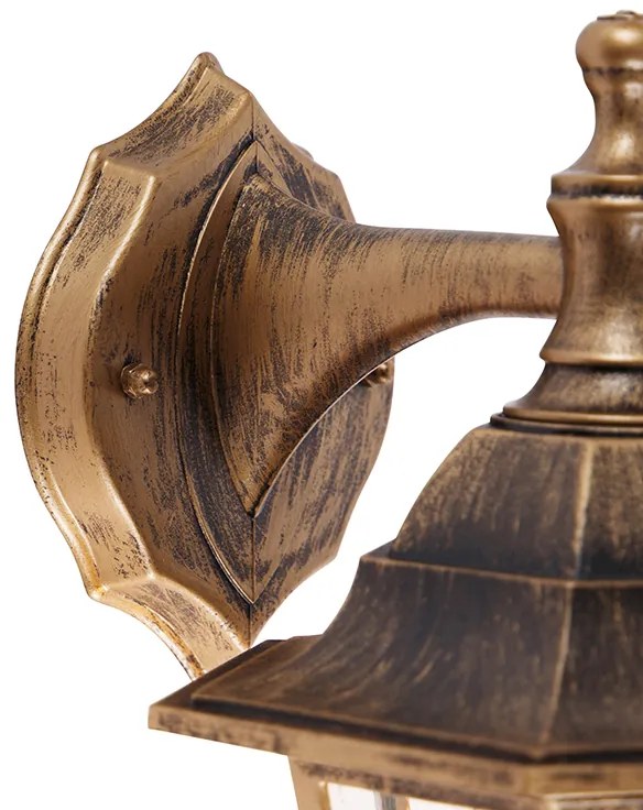 Candeeiro de parede exterior antigo dourado IP44 - New Haven