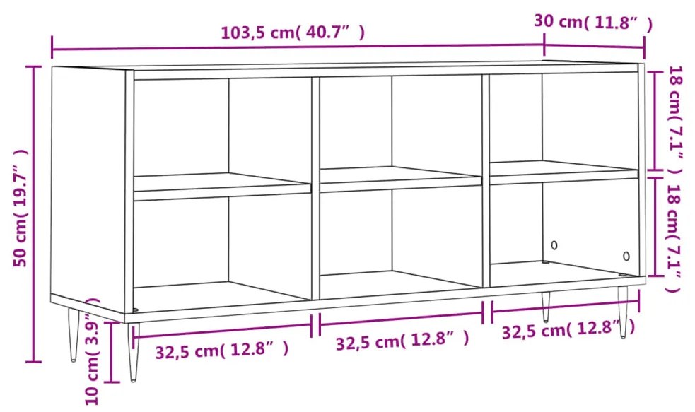 Armário de TV 103,5x30x50 cm derivados de madeira preto