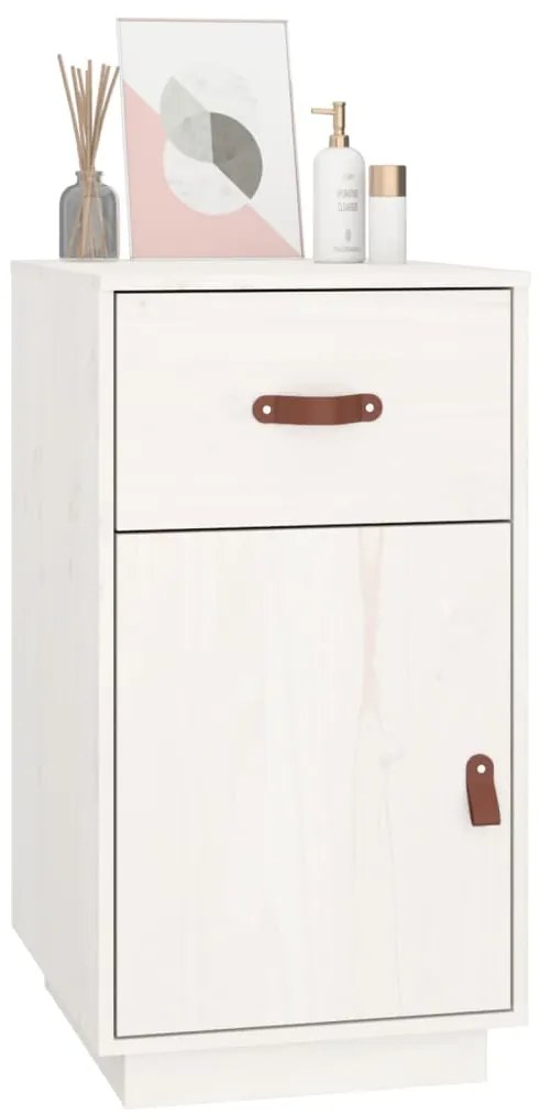 Armário de secretária 40x50x75 cm pinho maciço branco