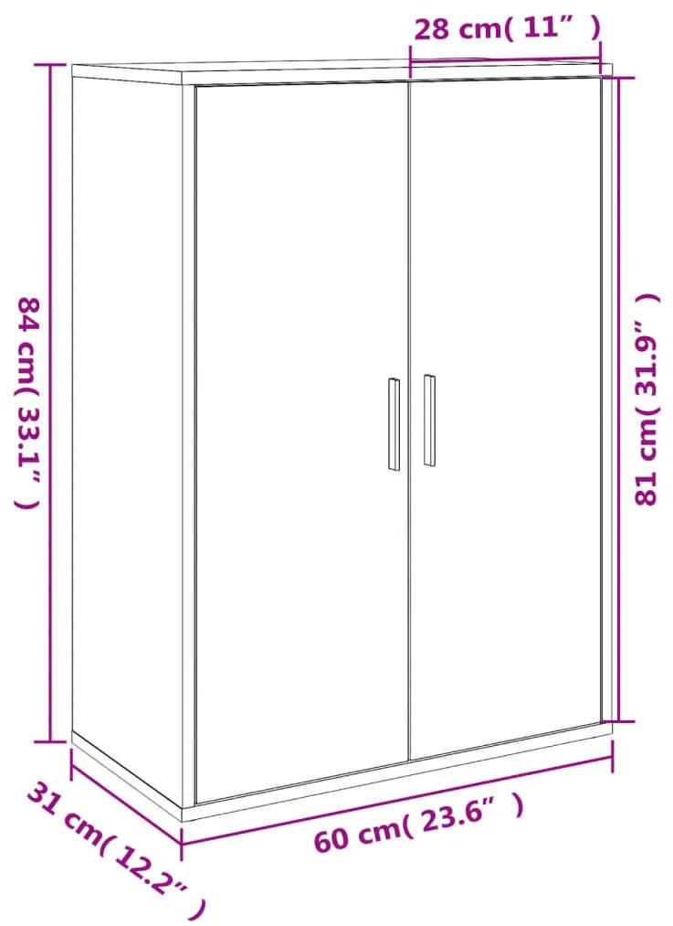 Aparadores 2 pcs 60x31x84 cm derivados madeira cinzento cimento