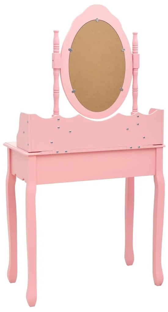 Conj. toucador com banco 75x69x140 cm madeira paulownia rosa