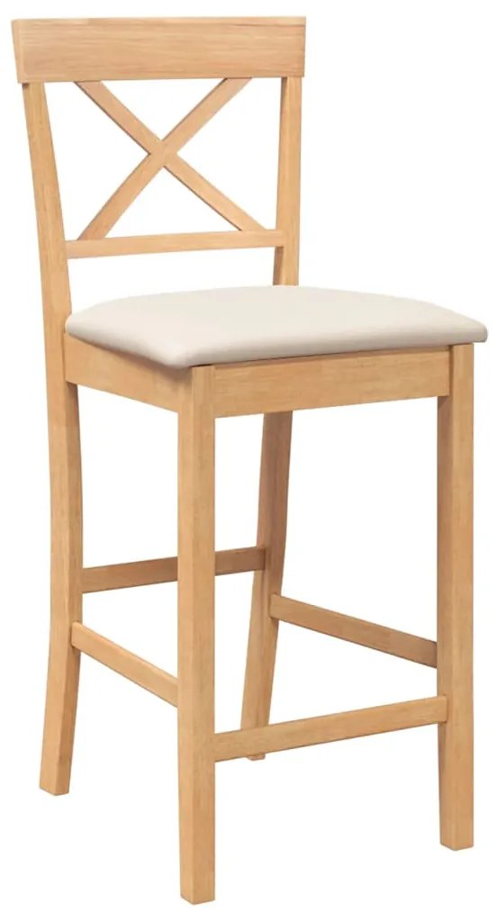 Bancos de bar com almofadões 2pcs madeira de seringueira maciça