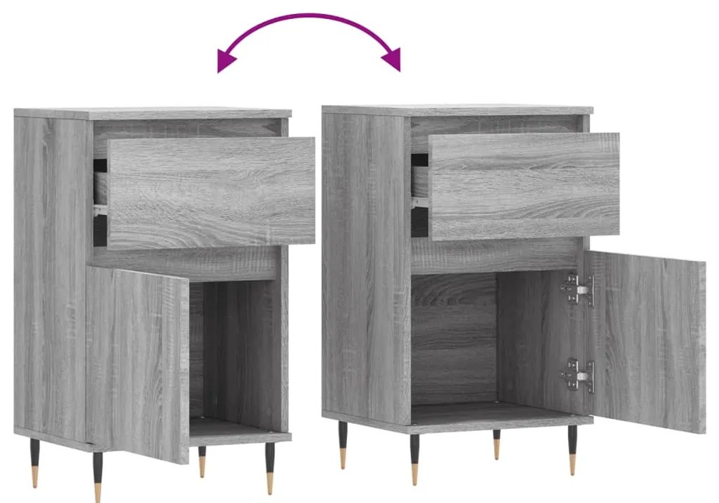 Aparadores 2 pcs 40x35x70 cm derivados madeira cinzento sonoma