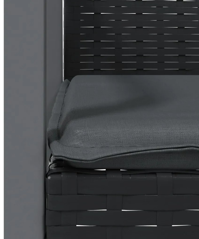 Cadeiras jardim c/ almofadões 6 pcs 56,5x57x83 cm vime PE preto