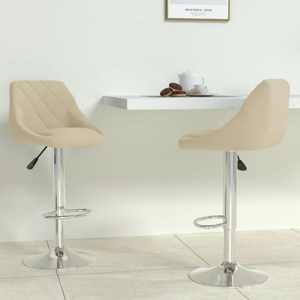 335304 vidaXL Bancos de bar 2 pcs veludo creme