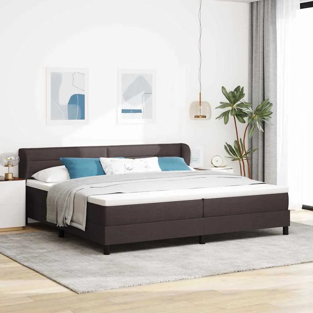 vidaXL Cama Box com colchão Marrom Escuro 200 x 200 cm tecido