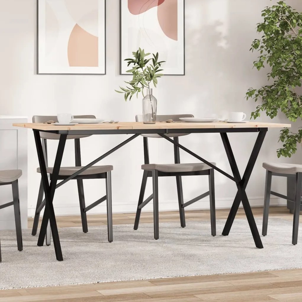 Mesa de jantar estrutura em X 160x80x75cm pinho e aço