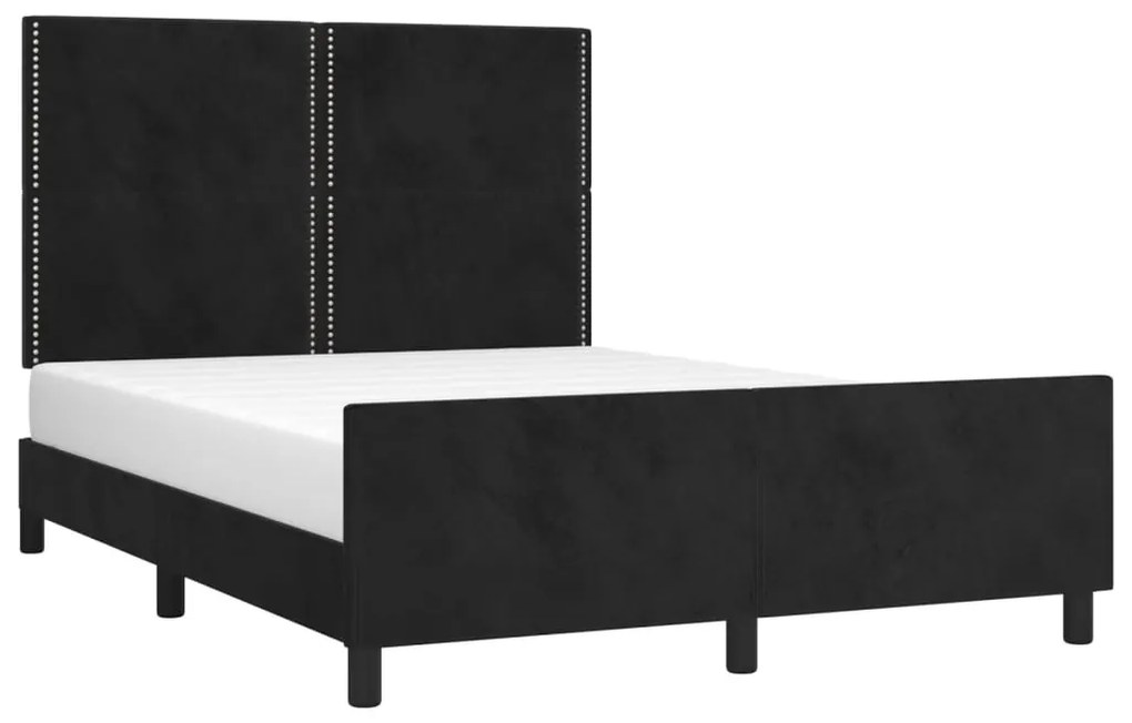 Estrutura de cama sem colchão 140x190 cm veludo preto