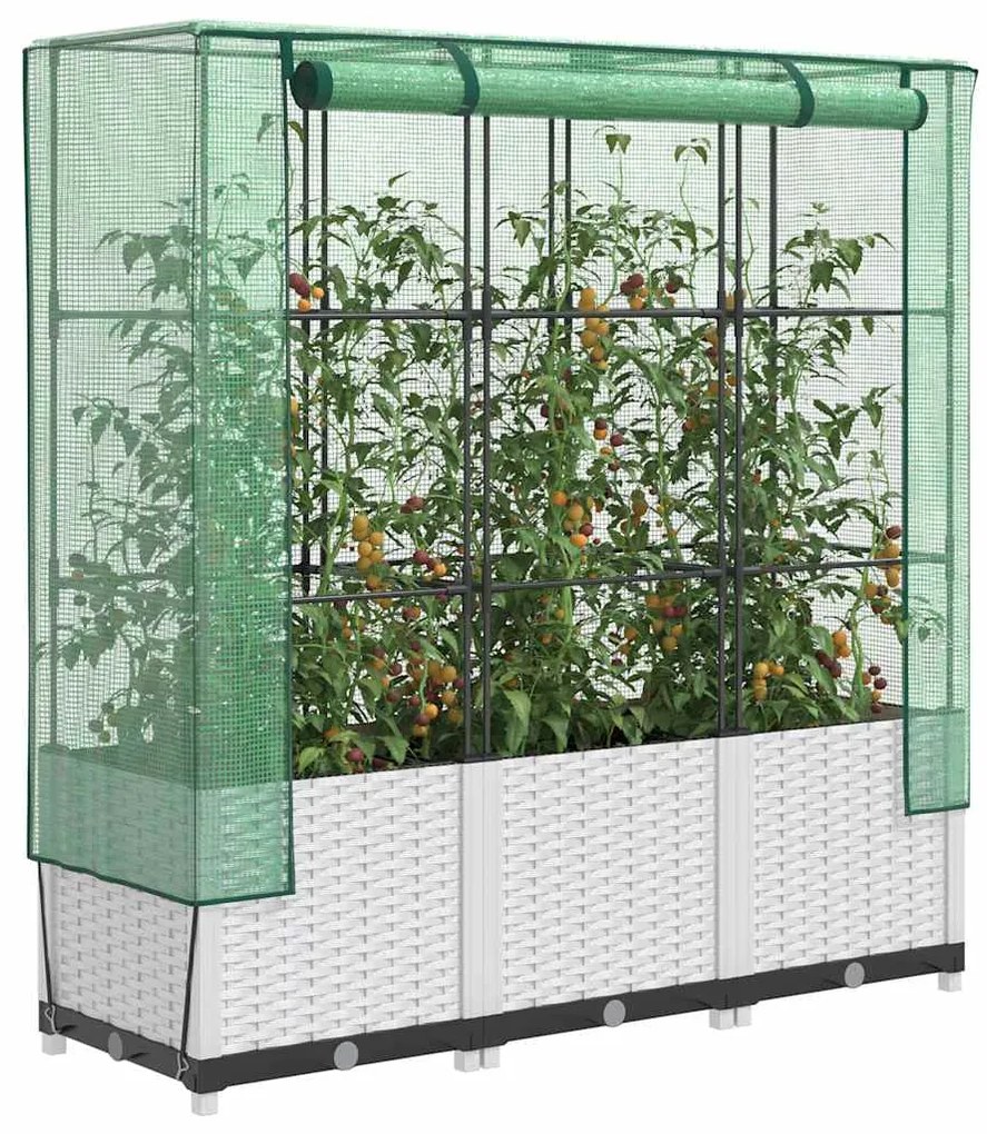 vidaXL Canteiro elevado com cobertura de estufa aspeto de vime