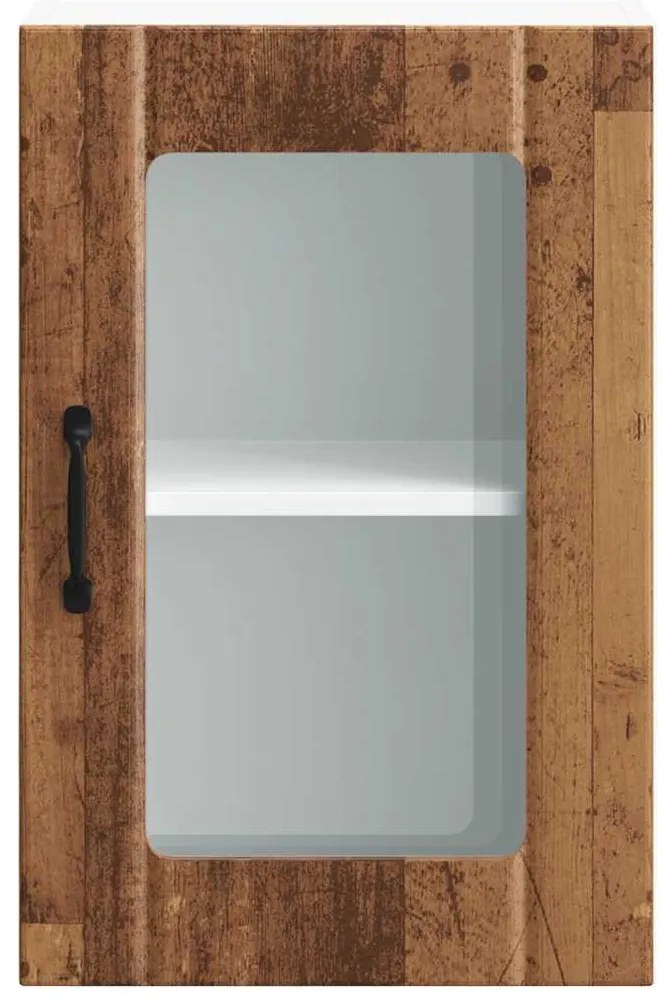 Armário de parede de cozinha porta vidro Lucca madeira velha