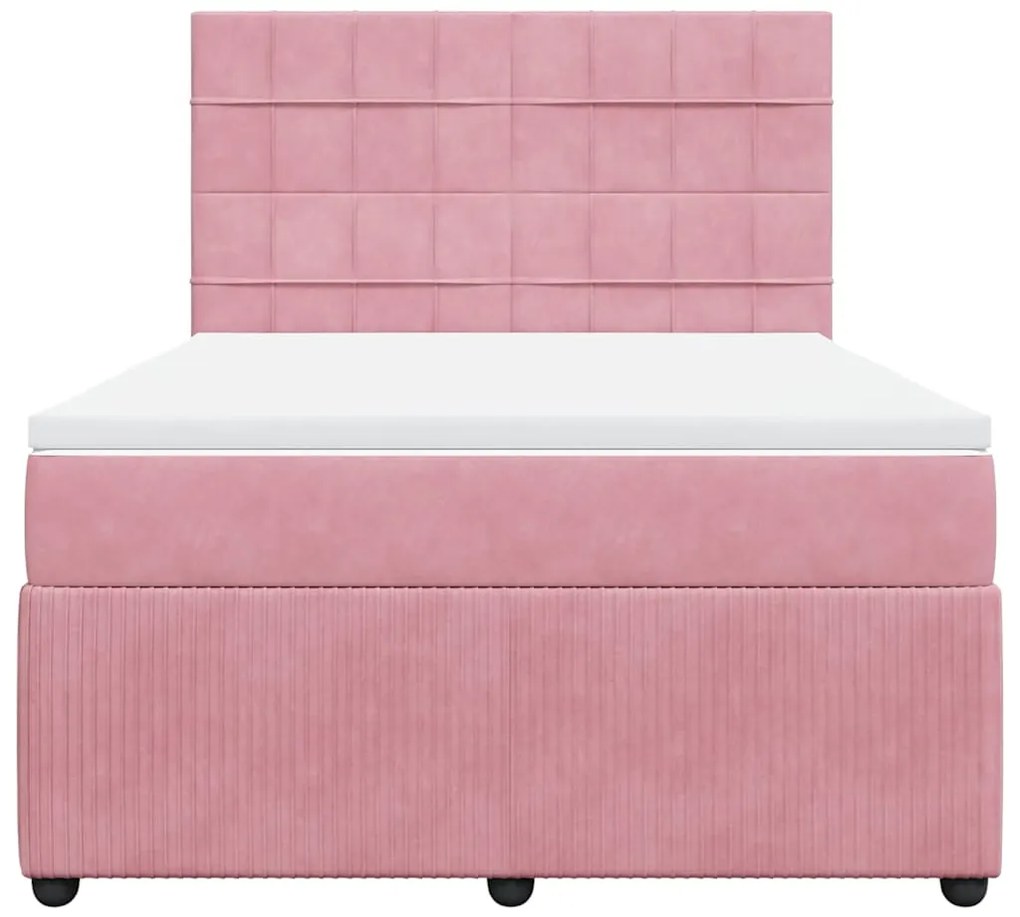Cama com molas/colchão 160x200 cm veludo rosa