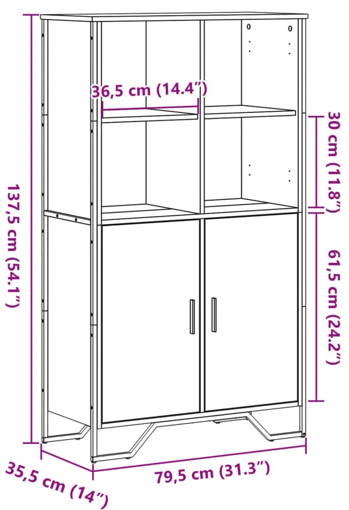 Armário alto 79,5x35,5x137,5 cm deriv. madeira cinzento sonoma