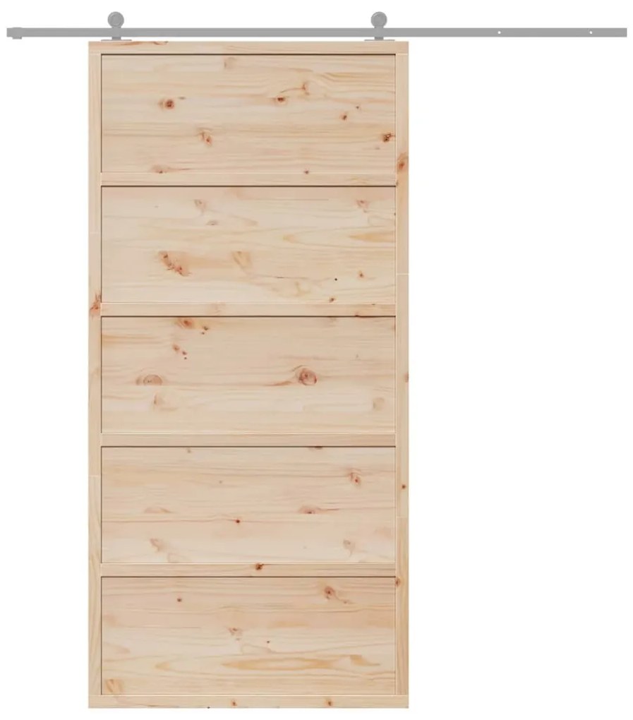 Porta de celeiro 100x208 cm madeira de pinho maciça