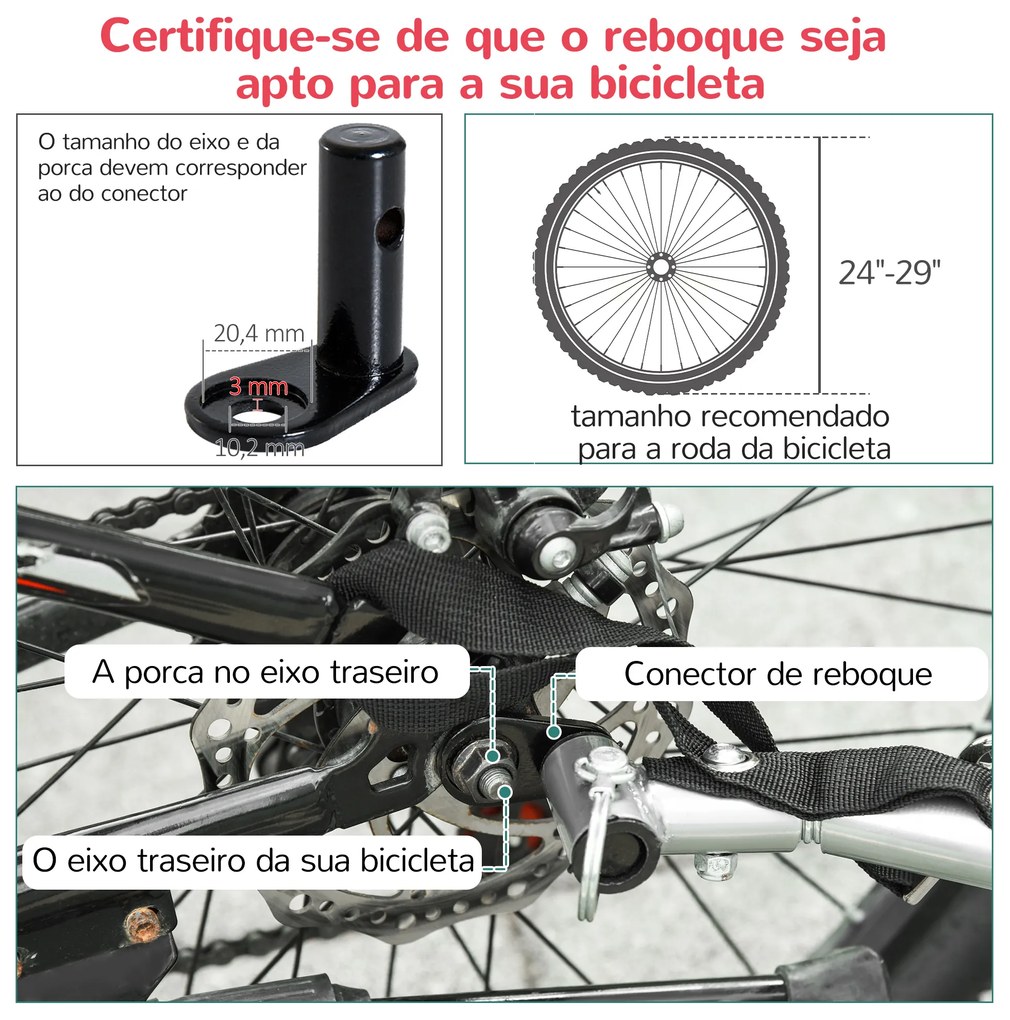 HOMCOM Reboque de Bicicleta 2 EM 1 para crianças de 2 lugares com Amortecedores Convertível em carrinho com barra e kit de corrida 129x85x105cm Vermelho