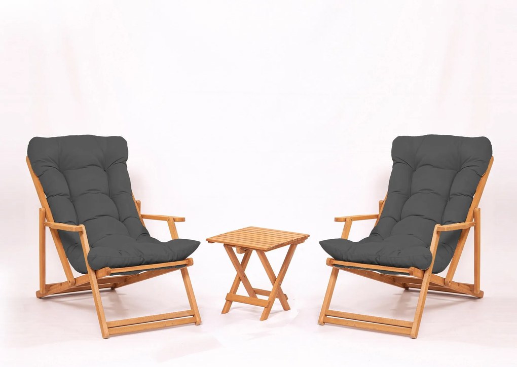 Conjunto de Mesa e Cadeiras de Jardim My007 – Cinzento Natural – Mesa