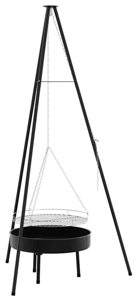 Tripé para Cozinha ao Fogo com Grelha e Tray de Fogo 170 cm