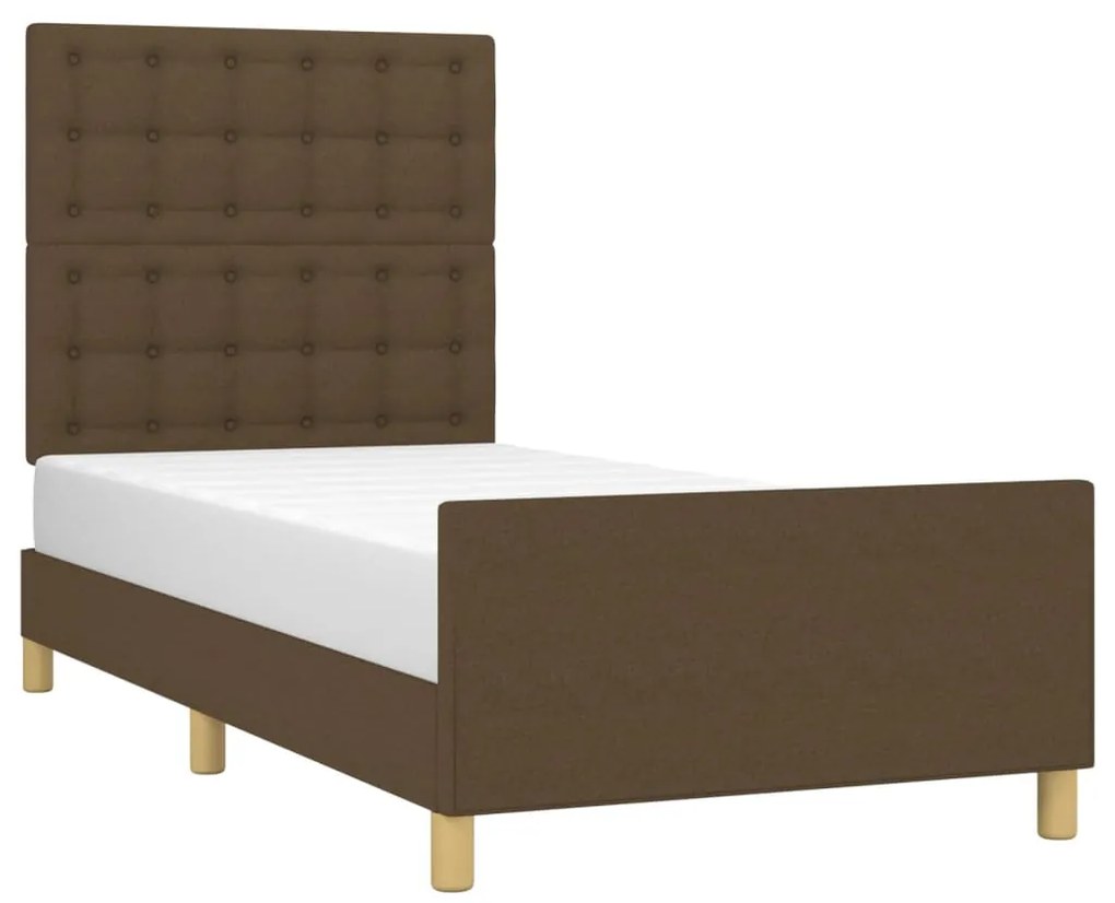 Estrutura de cama sem colchão 90x200 cm tecido castanho-escuro