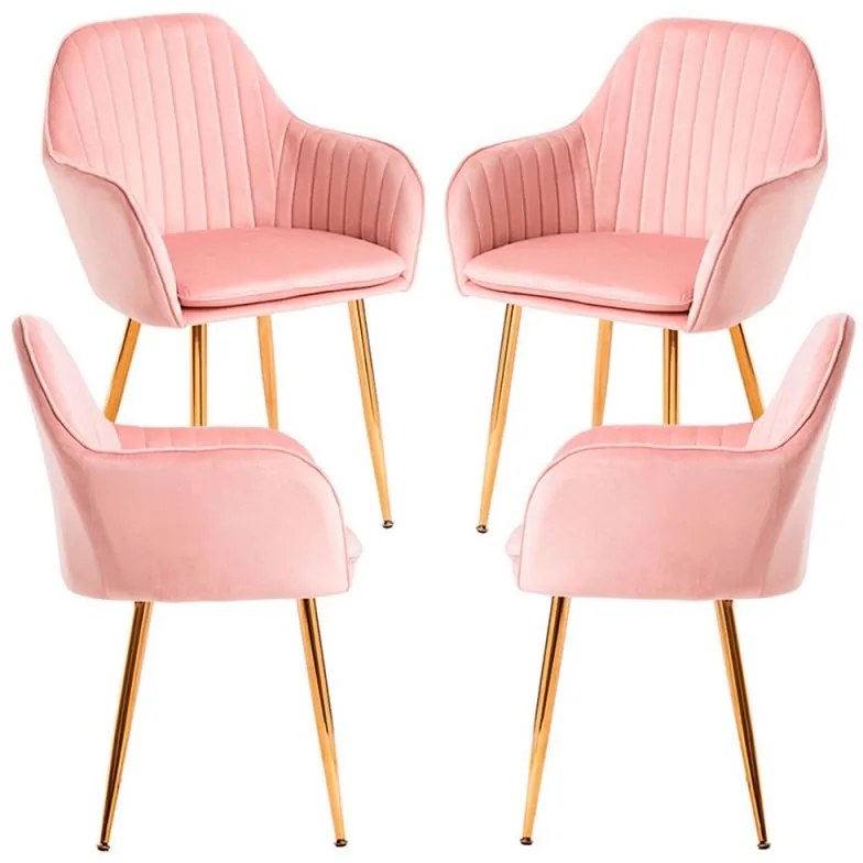 Pack 4 Cadeiras Chic Golden - Rosa