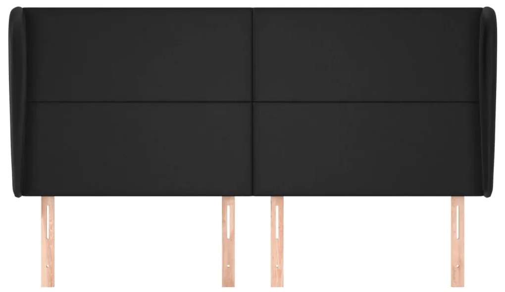 Cabeceira de cama c/ abas couro artif. 163x23x118/128 cm preto