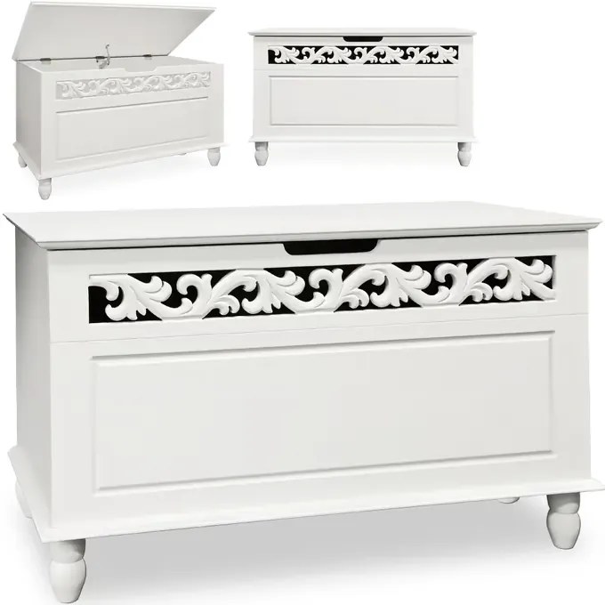 Baú arrumação de madeira Jersey 80x40x48cm Branco