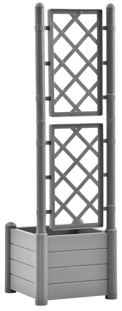 Vaso/floreira de jardim com treliça 43x43x142 cm PP cinza pedra