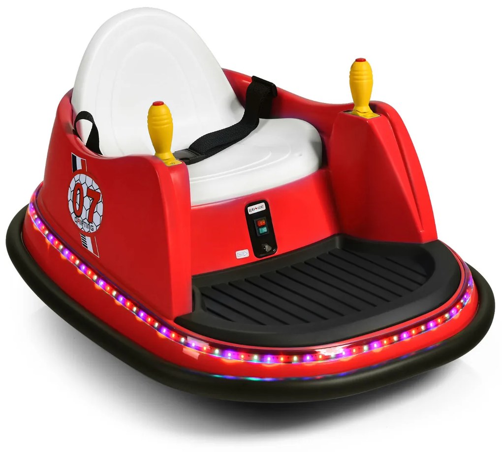Carrinho de choques infantil elétrico giratório 360° 6 V com luzes Música 57 x 75 x 42 cm Vermelho