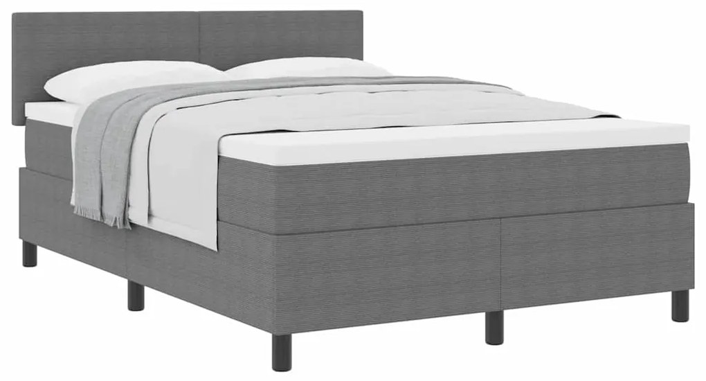 Cama Box Spring com Colchão Cinza 160x200 cm Tecido de Veludo