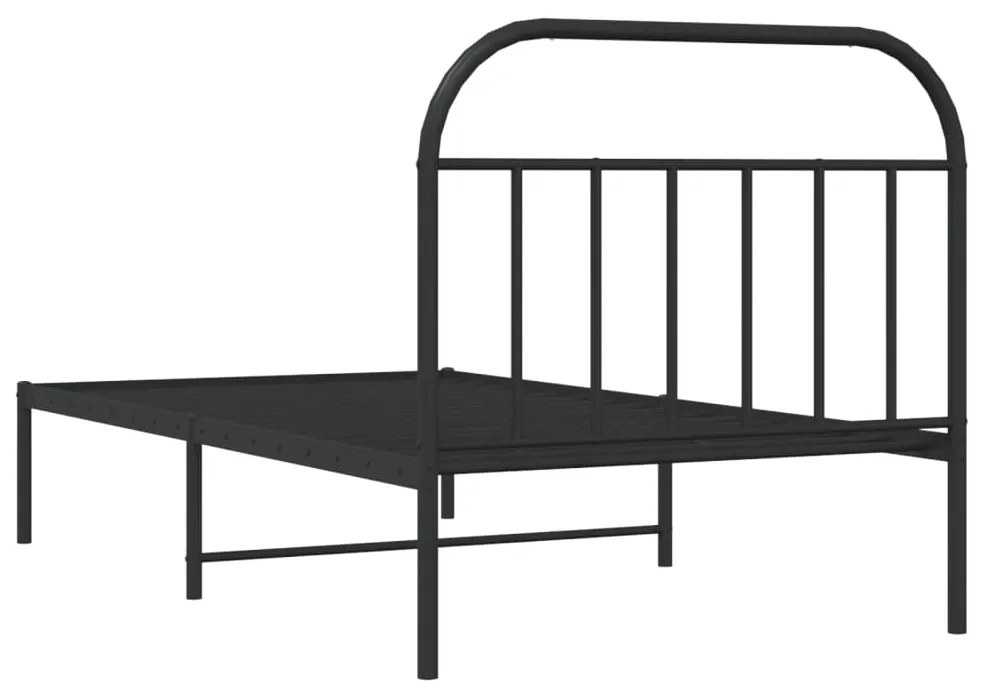 Estrutura de cama com cabeceira 100x190 cm metal preto