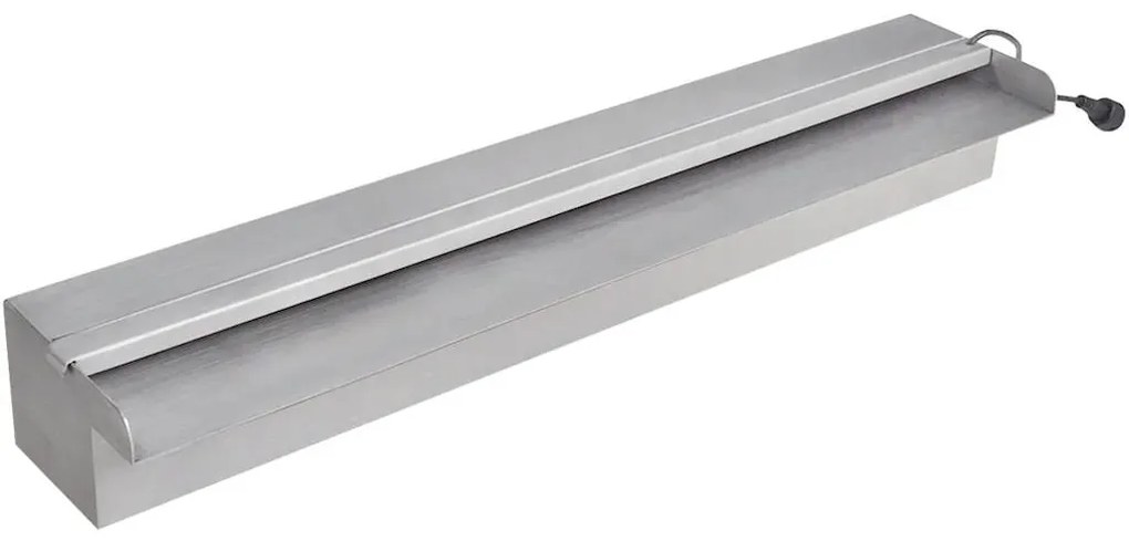 Fonte para piscina retangular com LEDs 60 cm aço inoxidável