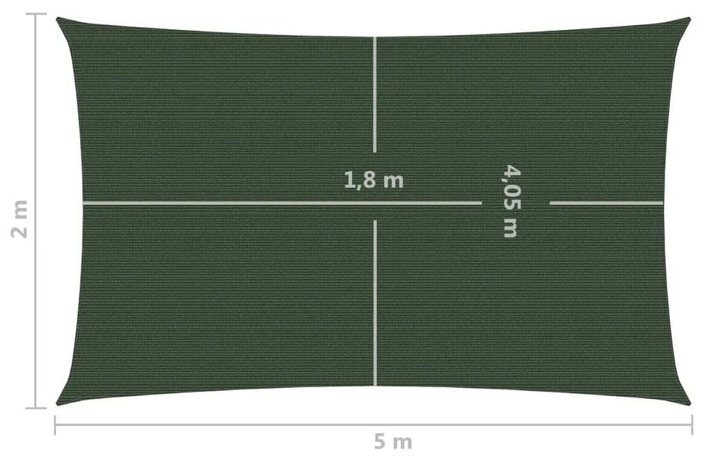 Para-sol estilo vela 160 g/m² 2x5 m PEAD verde-escuro