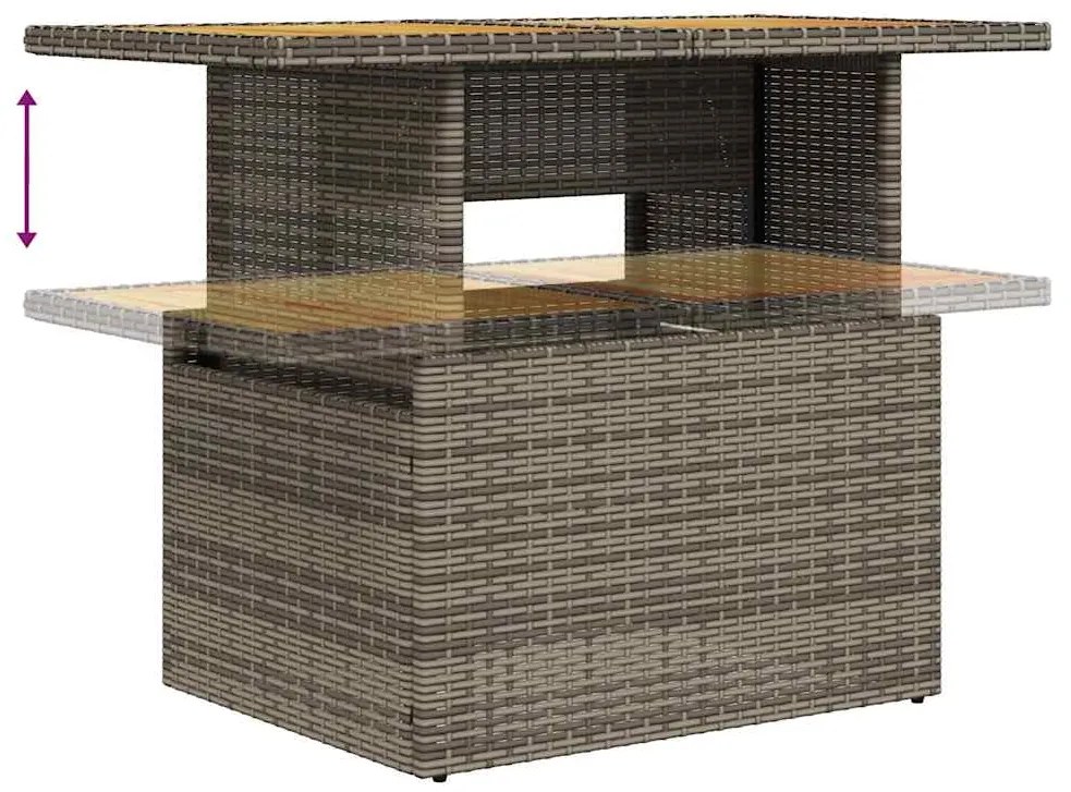 6 pcs conjunto sofás de jardim com almofadões vime cinzento