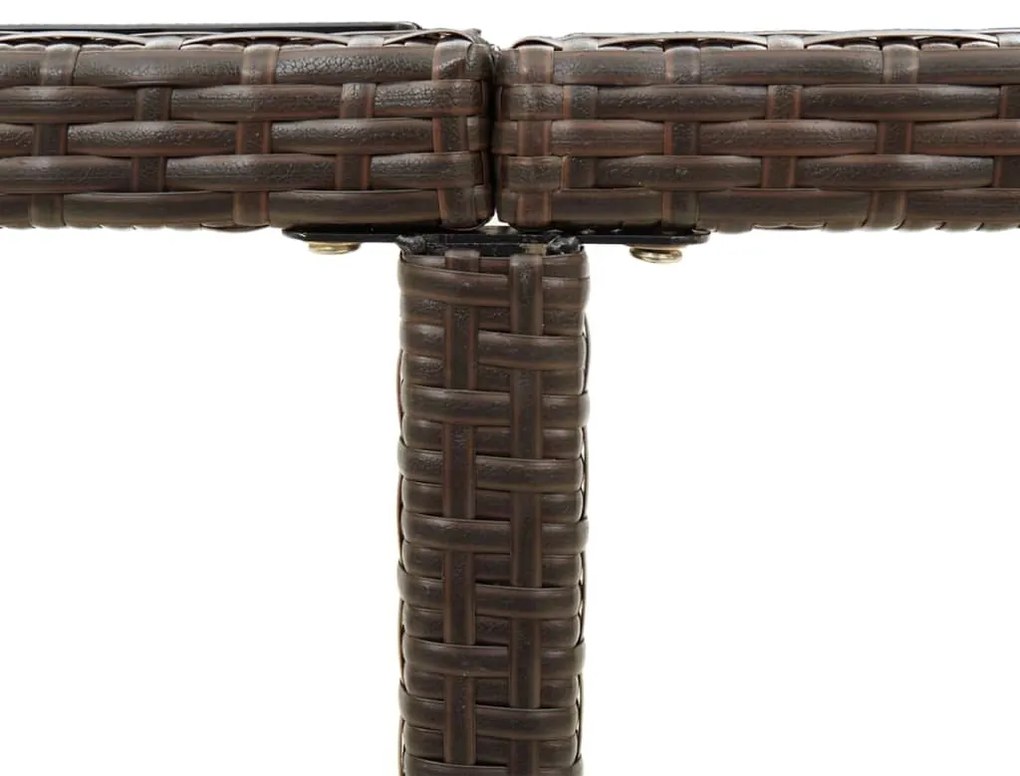 Mesa de jardim 109x107x74 cm vime PE e vidro castanho