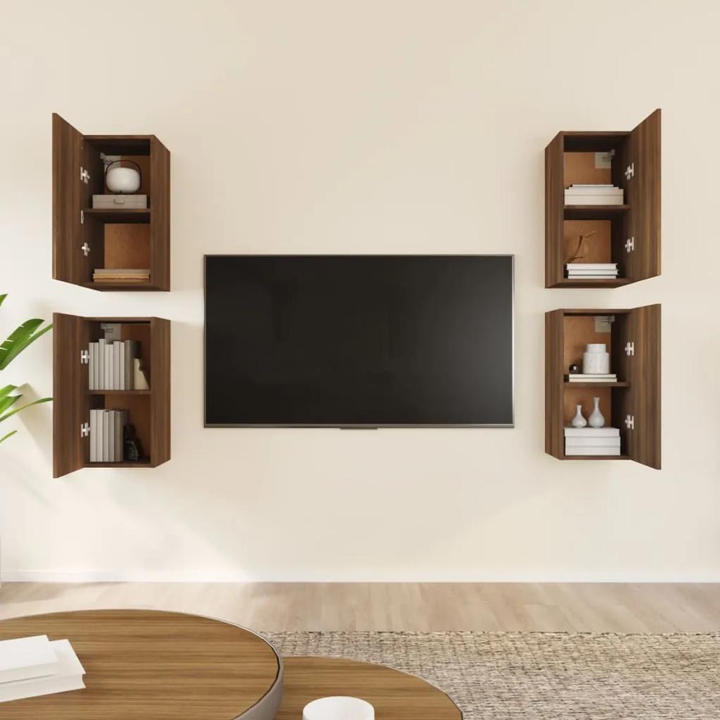 Móveis de TV 4 pcs 30,5x30x60 cm madeira cor carvalho castanho