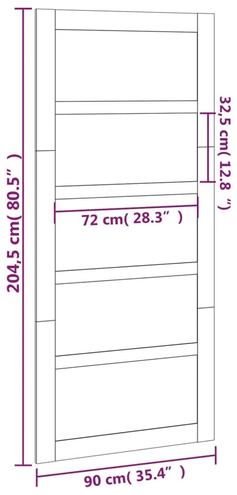 Porta de celeiro 90x1,8x204,5 cm madeira de pinho maciça