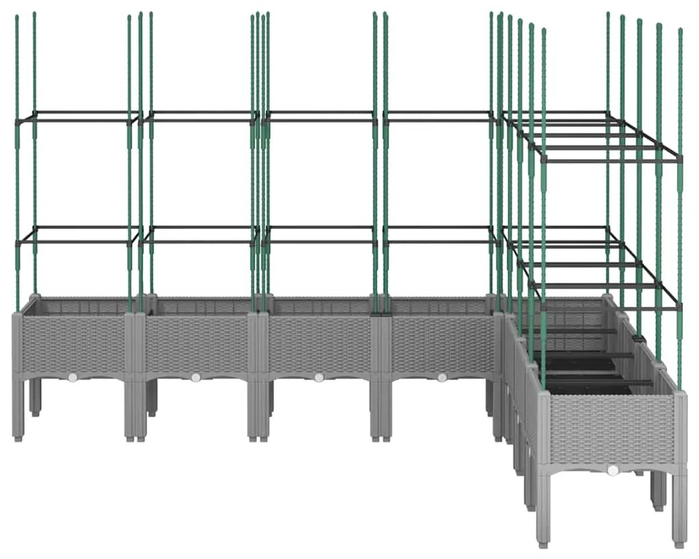 Vaso/floreira jardim c/ treliça 200x160x142,5 cm PP cinza-claro