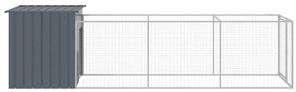 Casota p/ cães c/ parque 110x405x110 cm aço galvaniz. antracite