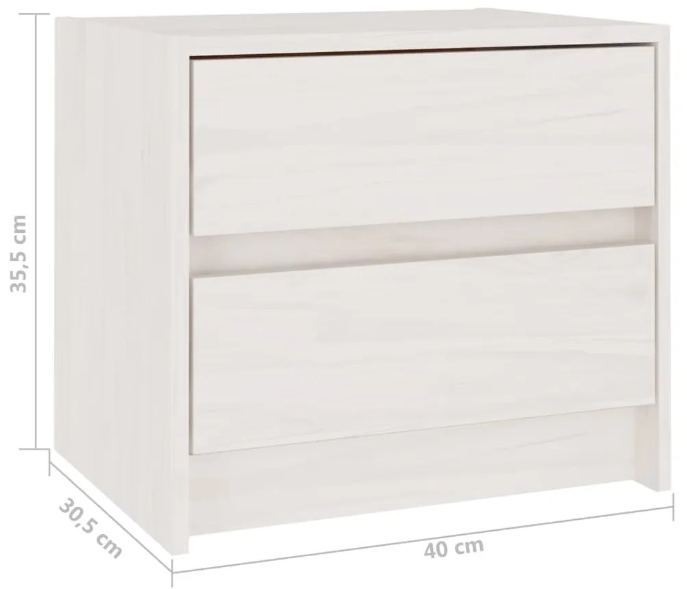 Mesas de cabeceira 2 pcs 40x30,5x35,5 cm pinho maciço branco