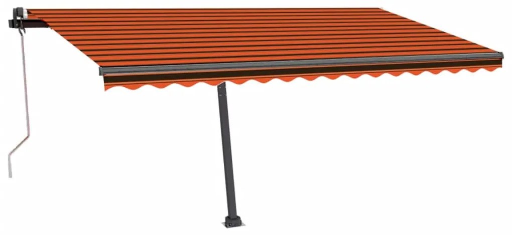 Toldo autom. LED e sensor de vento 450x350 cm laranja/castanho