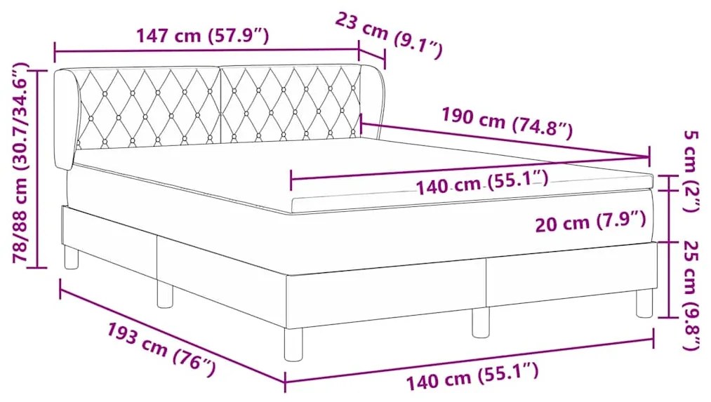 Cama Box com Colchão vidaXL Verde Escuro 140x190 cm Veludo