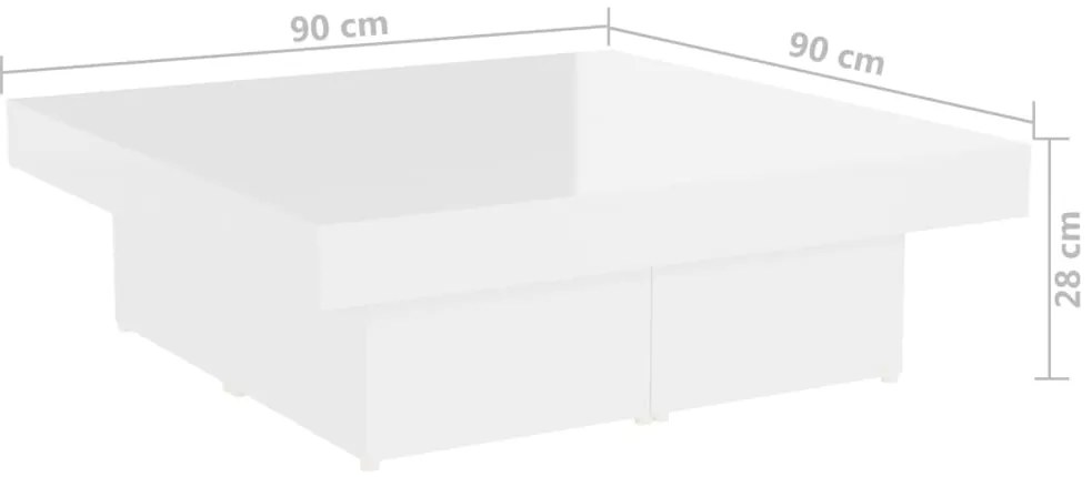 Mesa de centro 90x90x28cm derivados de madeira branco brilhante