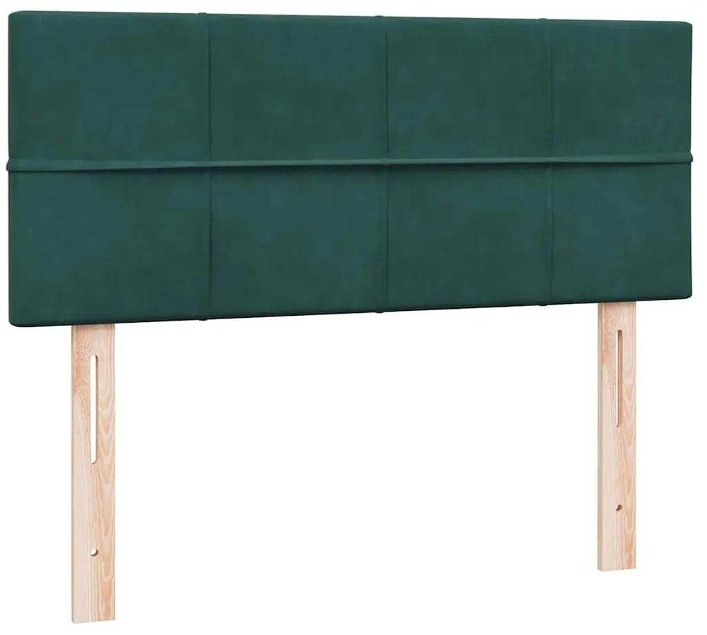 Cama boxspring com colchão 120x210 cm veludo verde-escuro