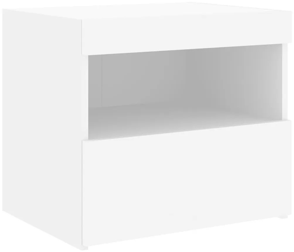 Mesas de cabeceira c/ luzes LED 2 pcs 50x40x45 cm branco