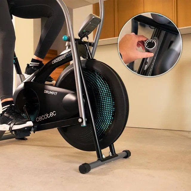 Bicicleta indoor Drumfit WOD Rider 1000 Eolo com resistência de ar ajustável manualmente