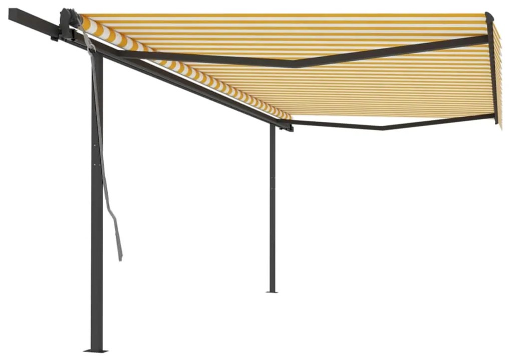 vidaXL Toldo retrátil automático com postes 5x3 m amarelo e branco