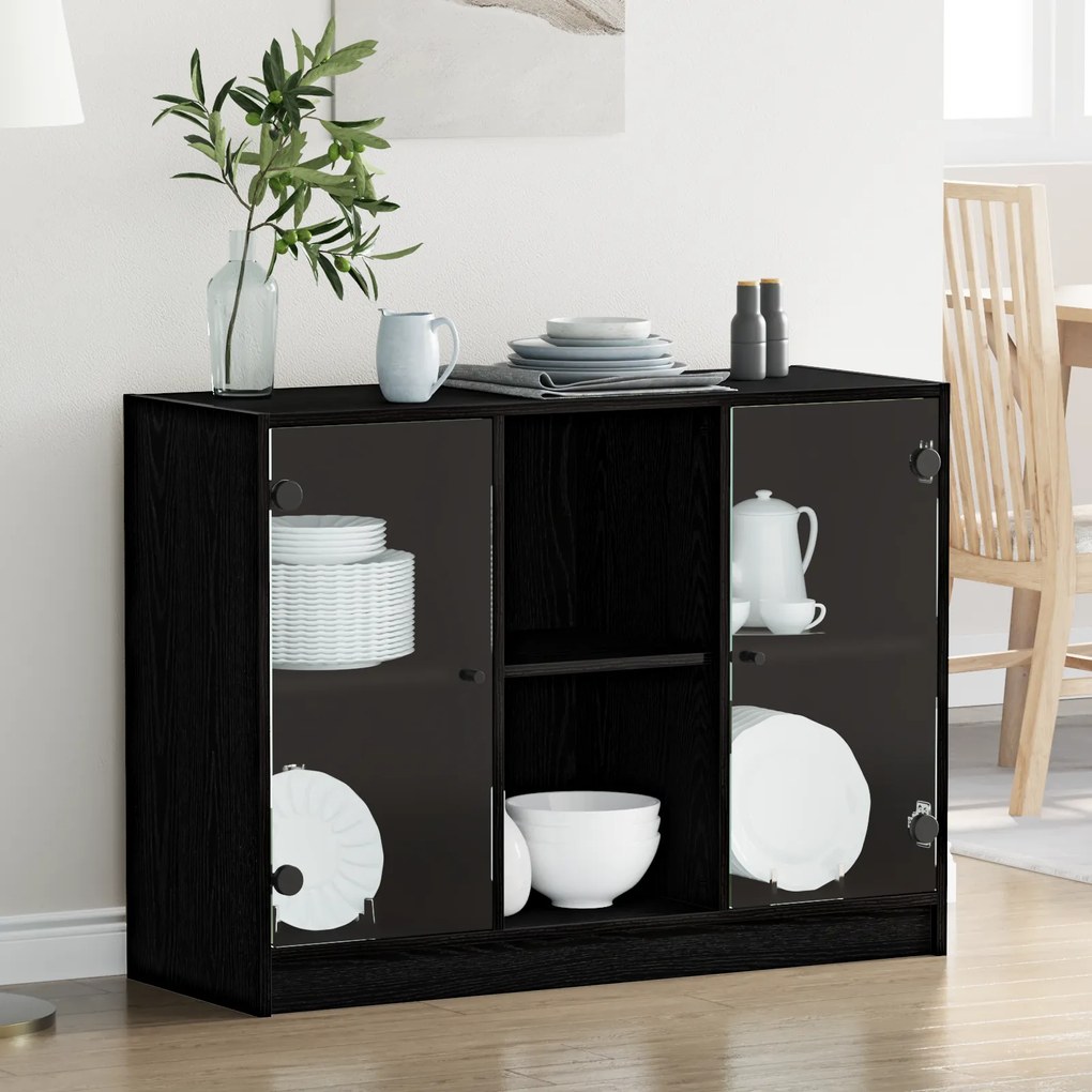Buffet vidaXL Carvalho Preto 102x37x75,5 cm Madeira Ing.